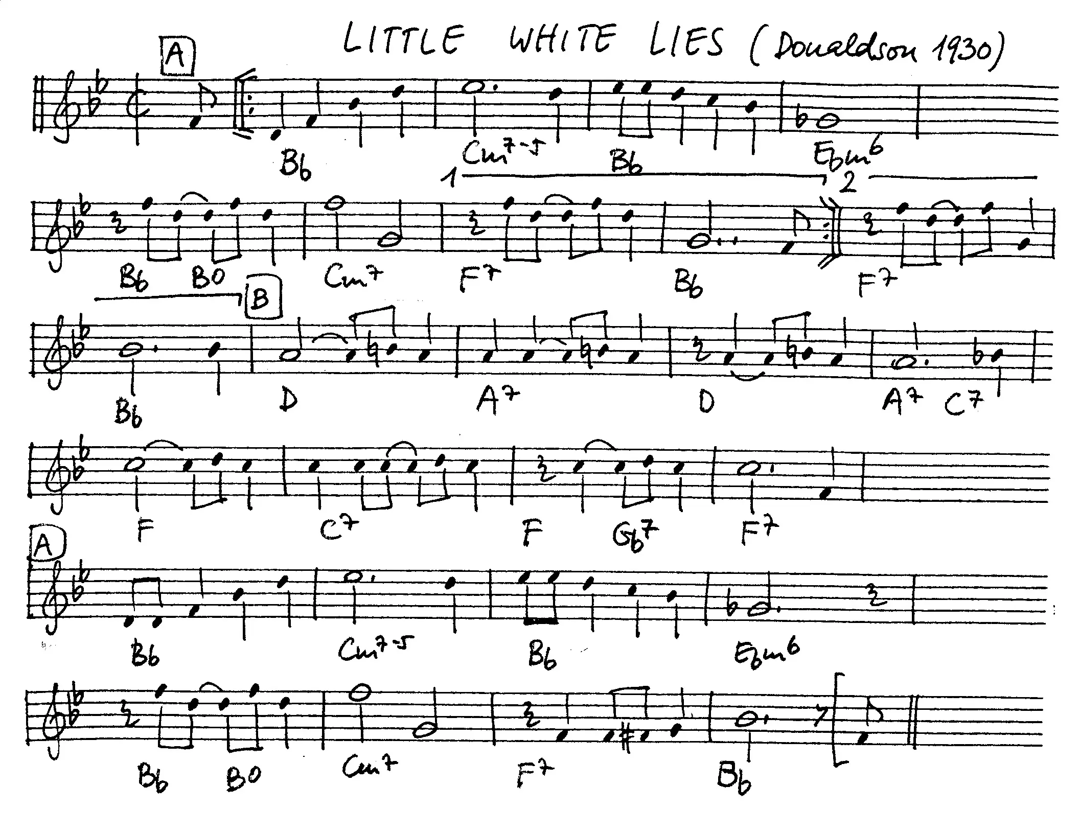 little white lies free jazz leadsheet - Courtesy of the Jungle Jazz Band